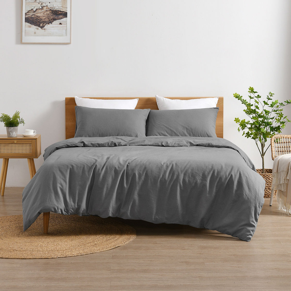 Luxore Linen & Cotton Blend Quilt Cover Set Grey – Ontrendideas Bed and ...
