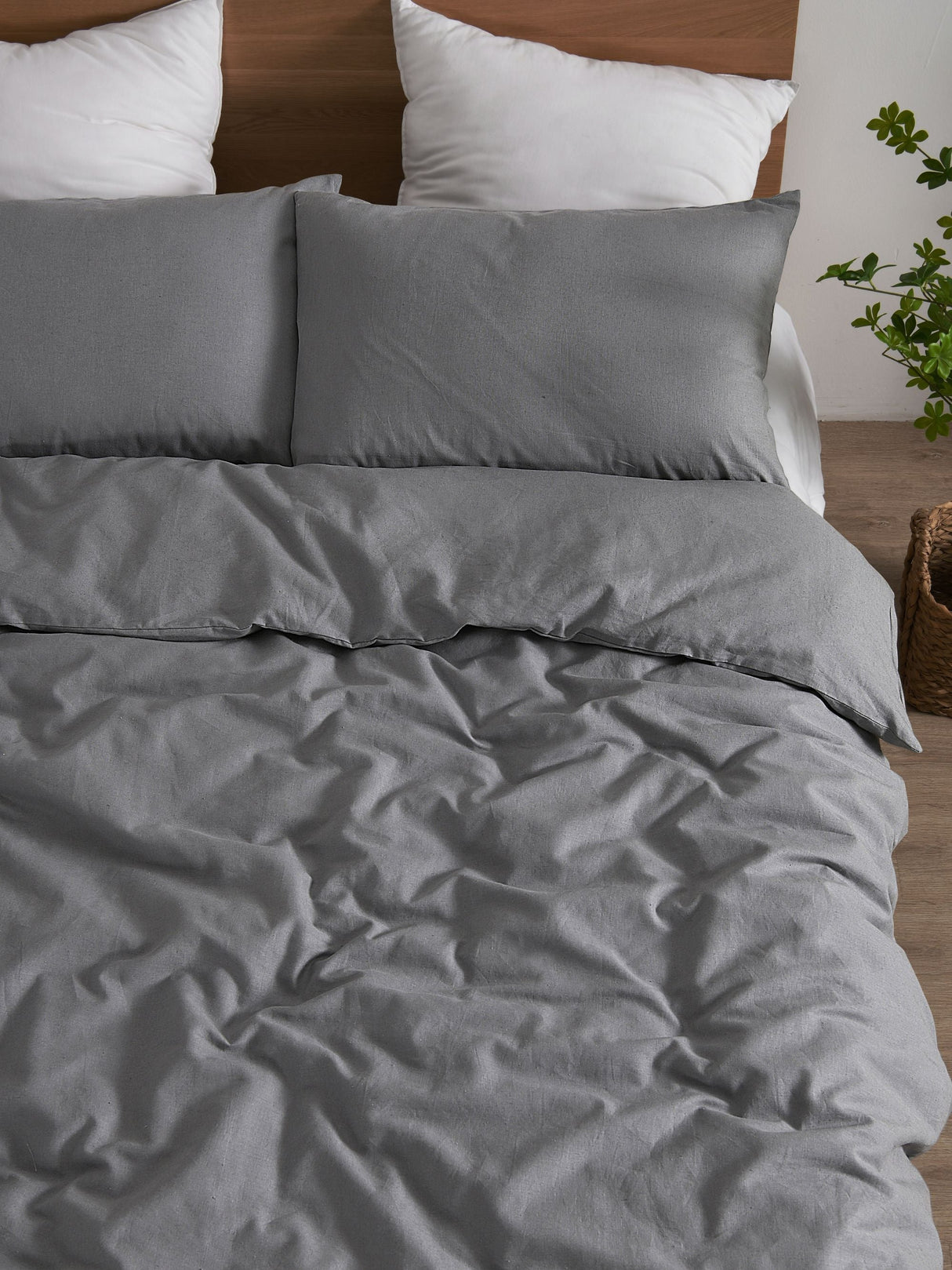 Luxore Linen & Cotton Blend Quilt Cover Set Grey
