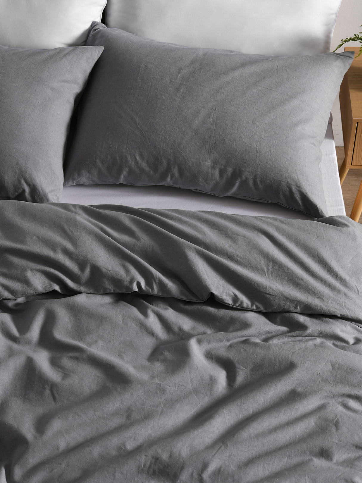 Luxore Linen & Cotton Blend Quilt Cover Set Grey