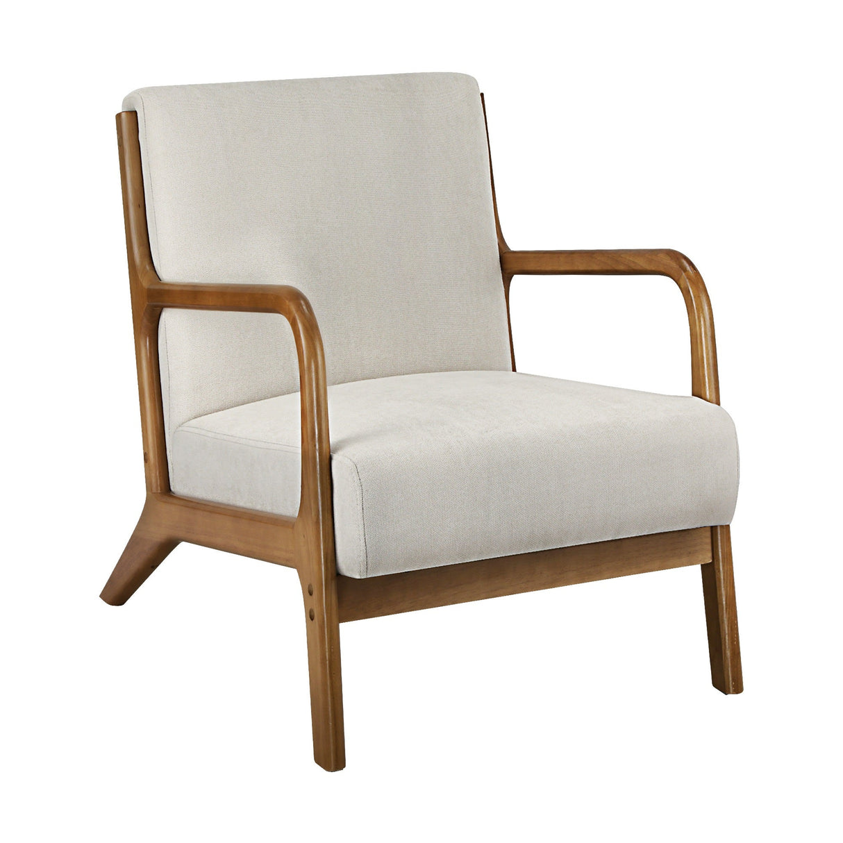 Modern Jakara Accent Lounge Chair | Soft Upholstered Wooden Fabric Lounge Armchair by Oikiture