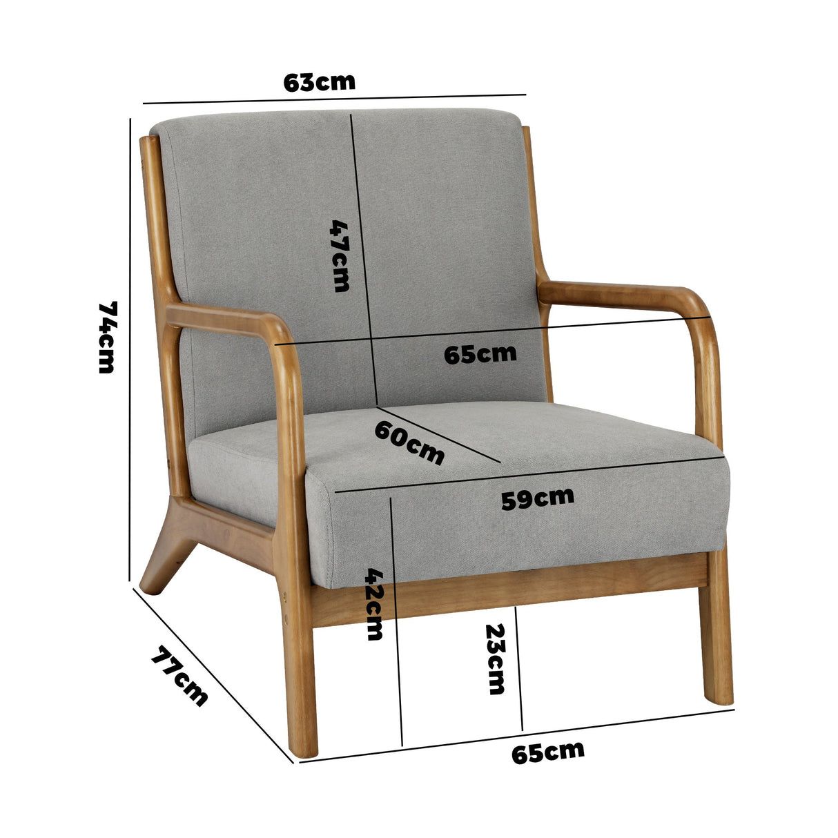 Modern Jakara Accent Lounge Chair | Soft Upholstered Wooden Fabric Lounge Armchair by Oikiture