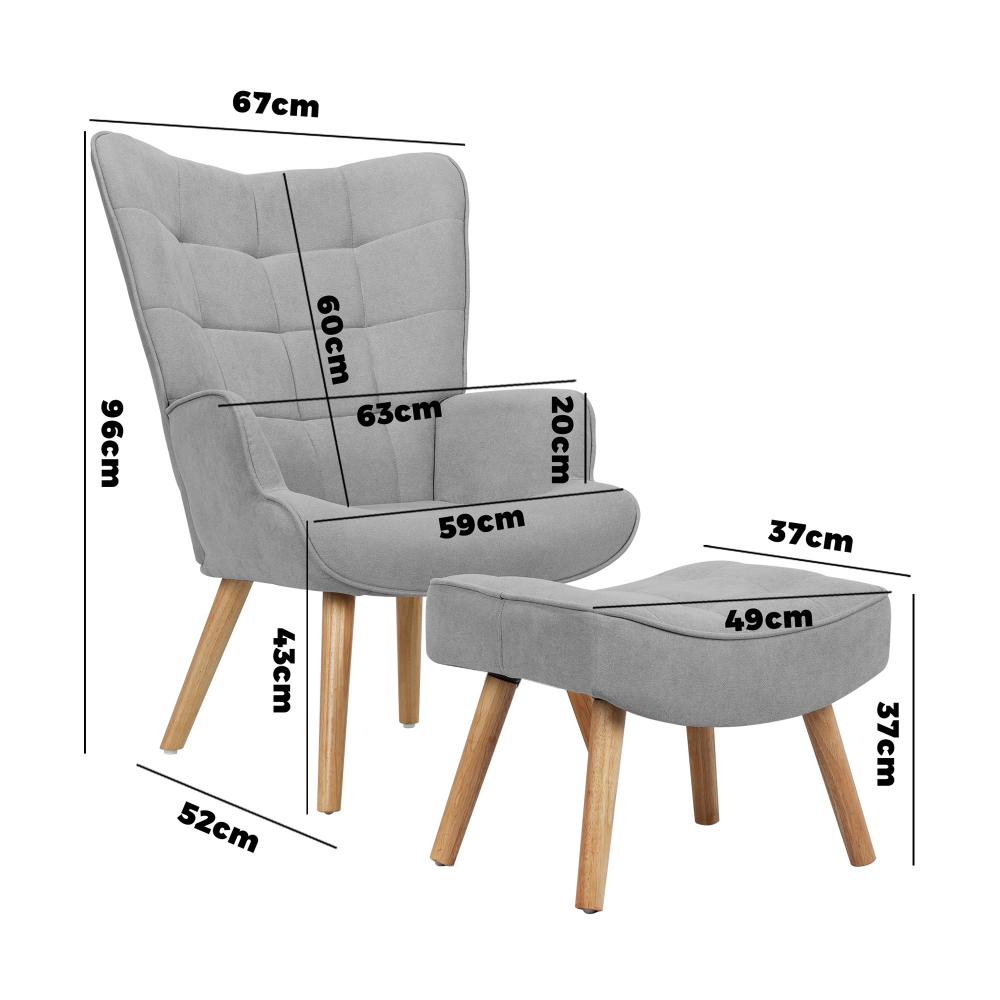 Sierra Fabric Lounge Chair And Ottoman Stool Set | Premium Upholstered Soft Armchair and Ottoman