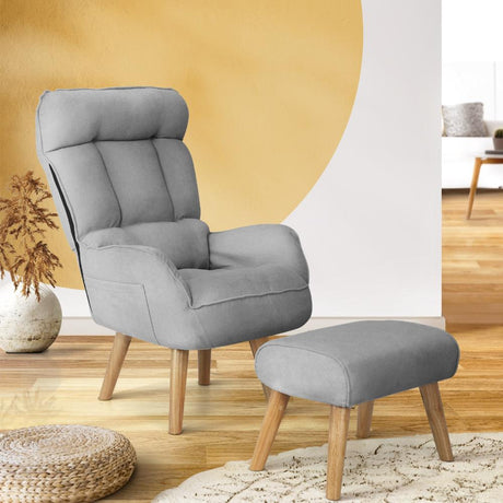 Lana Fabric Lounge Chair And Ottoman Stool | Swivel Seat Recline Extra Soft Armchair and Ottoman Set