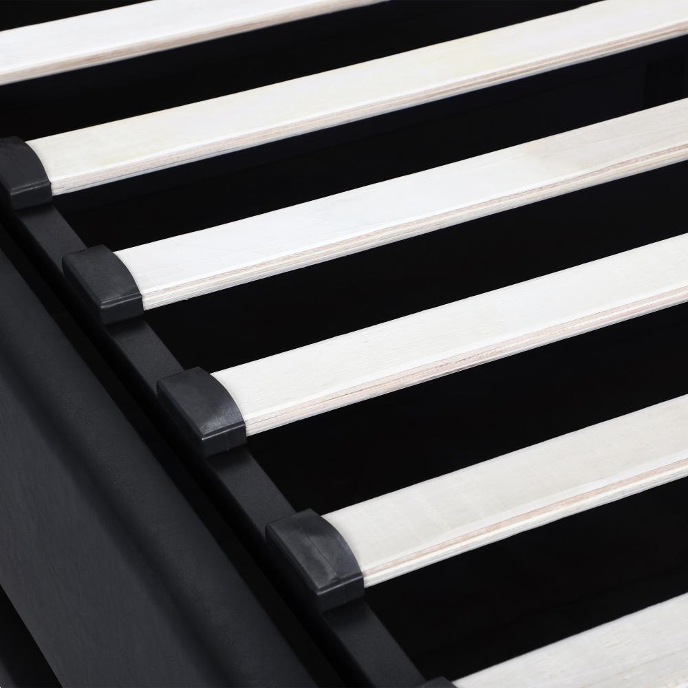 Carlo Supreme PU Leather LED Bed Frame | Black PU Leather Gas Lift Storage Bed