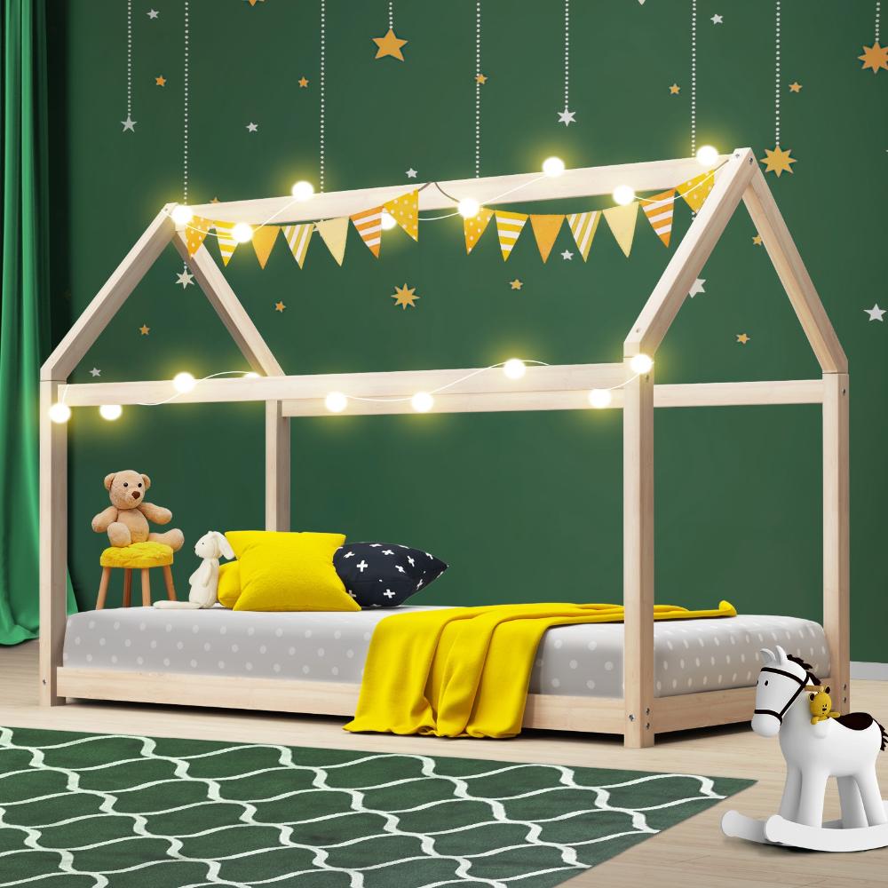 Scandi Wooden Kids House or Teepee Bed in Single Size | Novelty Kids Beds | Wooden Childrens Beds