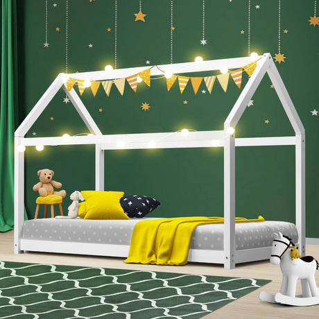 Scandi Wooden Kids House or Teepee Bed in Single Size | Novelty Kids Beds | Wooden Childrens Beds