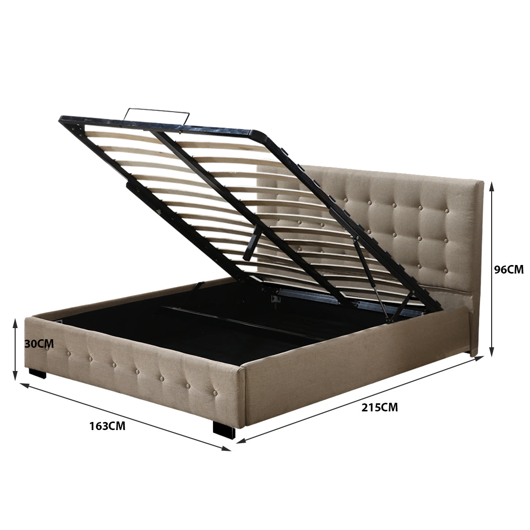 Premium Milleni Tuffted Headboard Fabric Gas Lift Storage Bed | Two In One Bed and Storage Combo