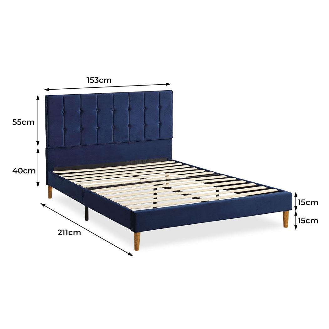 Polizano Velvet Touch Tuffted Modern Bed Frame | Luxury Premium Soft Plush Velvet Bed