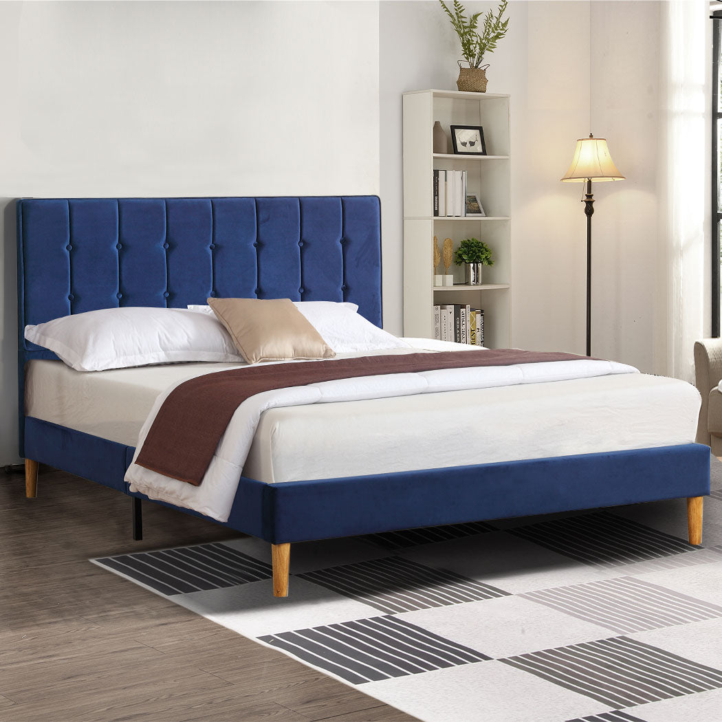 Polizano Velvet Touch Tuffted Modern Bed Frame | Luxury Premium Soft Plush Velvet Bed