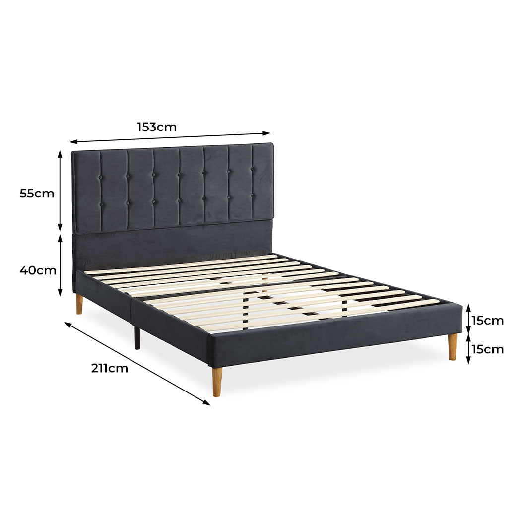 Polizano Velvet Touch Tuffted Modern Bed Frame | Luxury Premium Soft Plush Velvet Bed