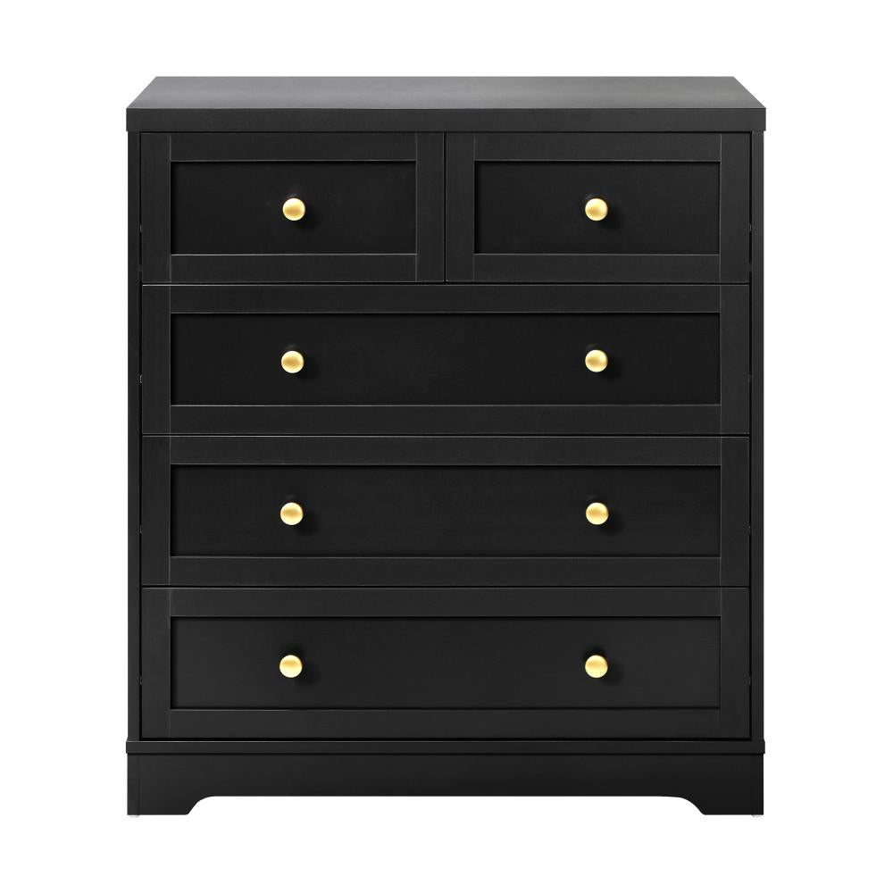 Centrum Black Wooden Chest of Drawers Tallyboy Unit | Designer Modern Storage Cabinet