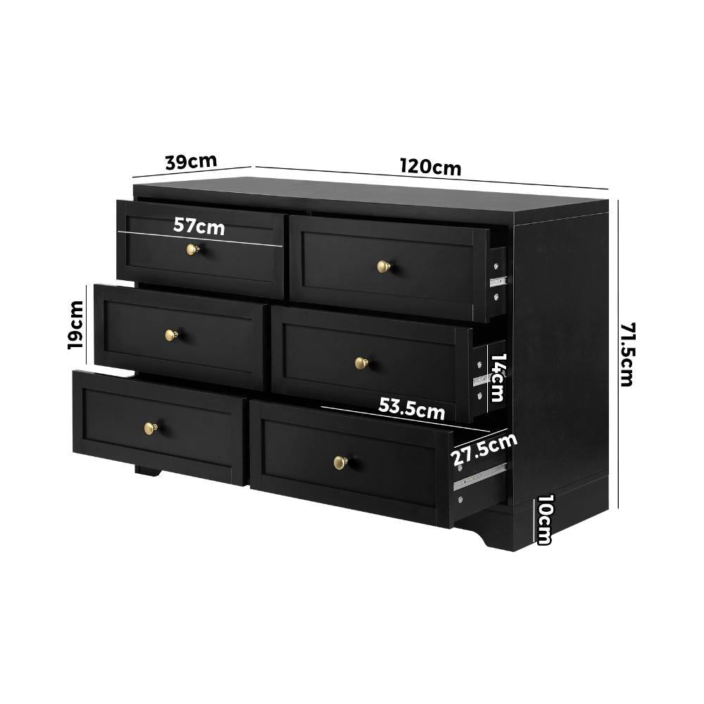 Centrum Black Wooden Chest of Drawers Tallyboy Unit | Designer Modern Storage Cabinet