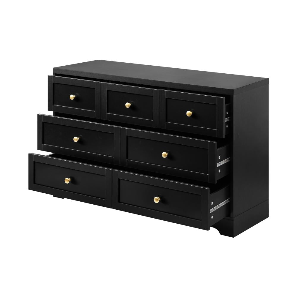 Centrum Black Wooden Chest of Drawers Tallyboy Unit | Designer Modern Storage Cabinet