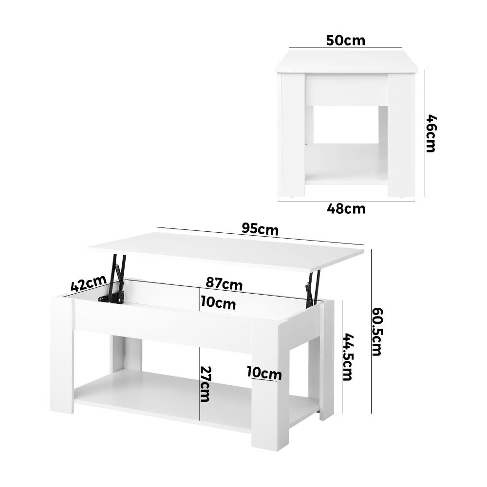 Rialto Lift Up Top Coffee Table with Extra Storage Space | Two In One Modern Coffee Table