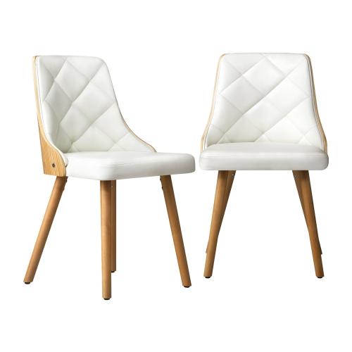 Set of 2 Gianni Deluxe Padded Dining Room Chairs | Wooden Back Padded Modern Dining Chairs