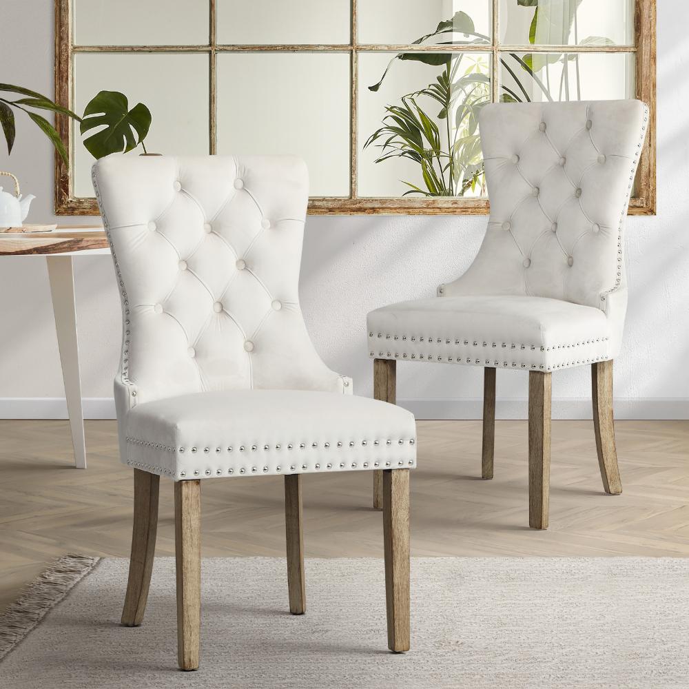 Set of Two Amelia Velet Soft Tufted Dining Chairs | Premium Plush Dining Chairs