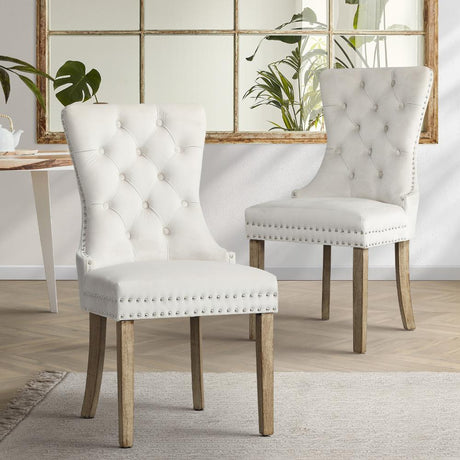 Set of Two Amelia Velet Soft Tufted Dining Chairs | Premium Plush Dining Chairs
