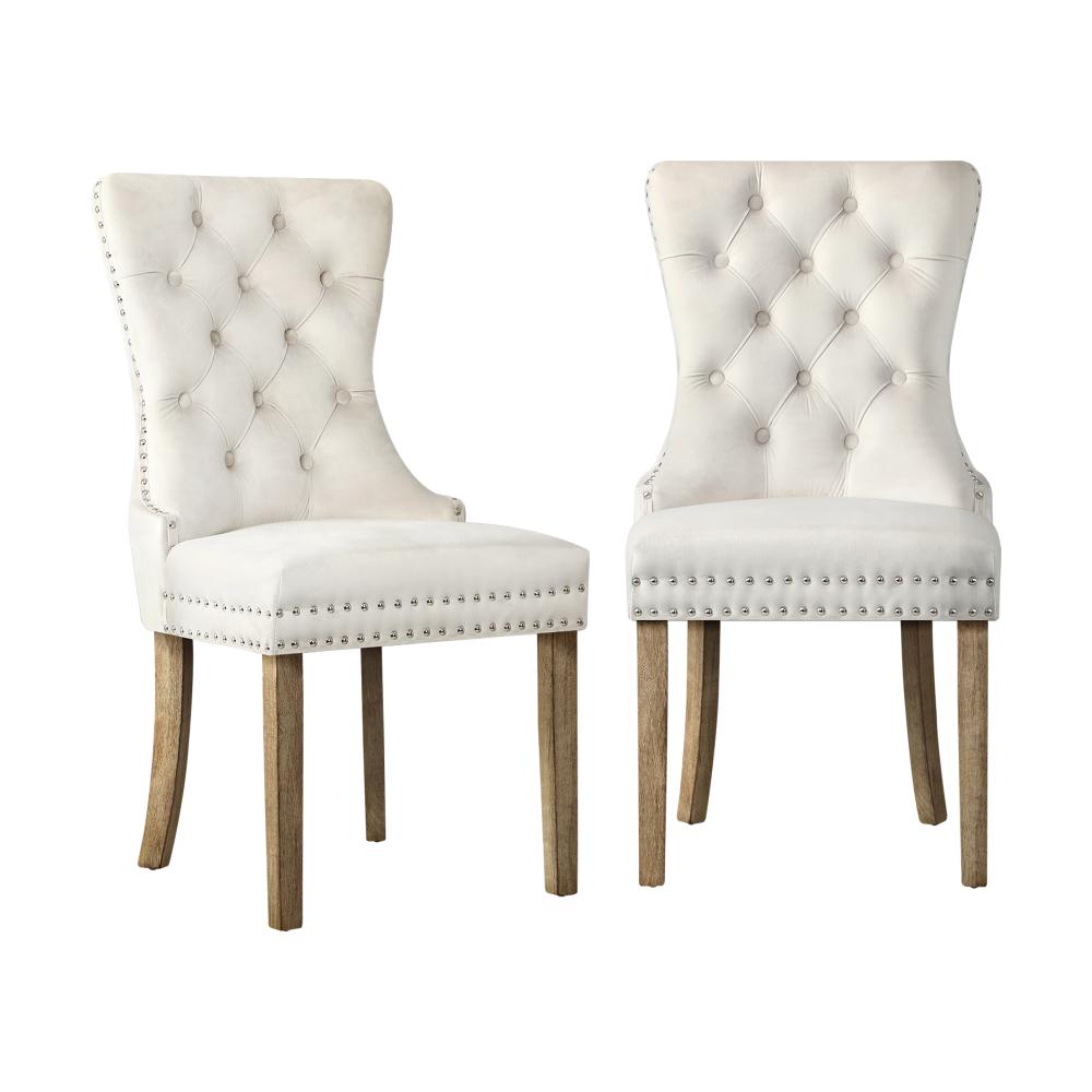Set of Two Amelia Velet Soft Tufted Dining Chairs | Premium Plush Dining Chairs