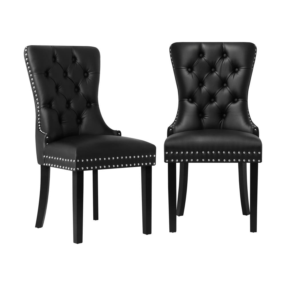 Set of Two Amelia Velet Soft Tufted Dining Chairs | French Provincial Plush Dining Chair Set
