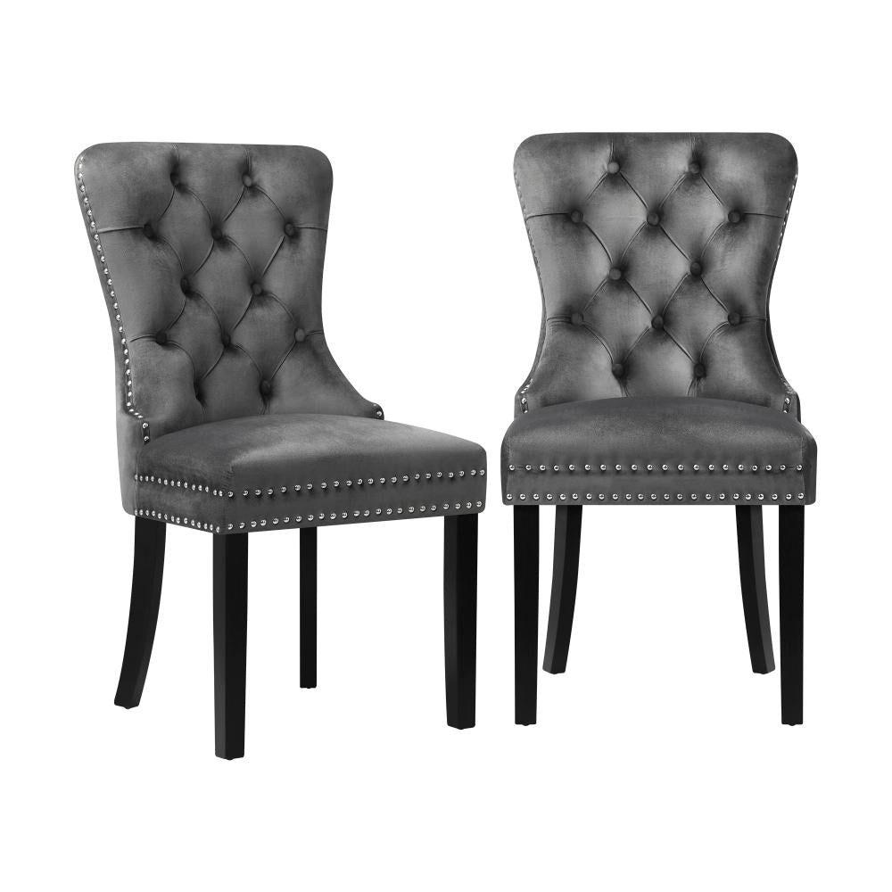 Set of Two Amelia Velet Soft Tufted Dining Chairs | Premium Plush Dining Chairs
