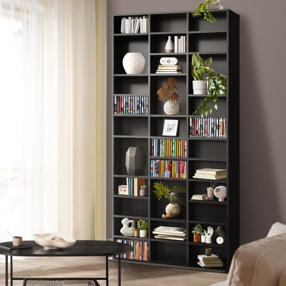Oikiture 36 Slot Adjustable Wooden Display Unit | Modern Wooden Bookshelf Storage Shelf Unit