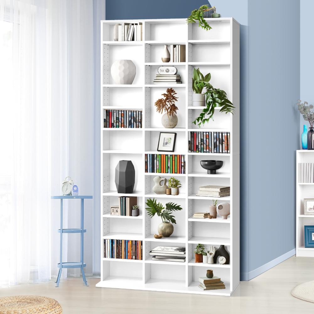 Oikiture 36 Slot Adjustable Wooden Display Unit | Modern Wooden Bookshelf Storage Shelf Unit
