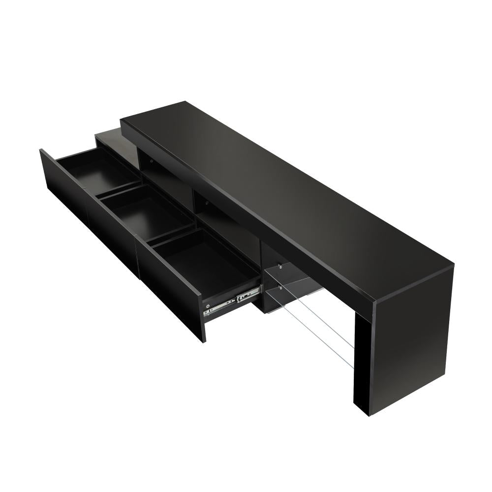 Hierro LED 16 Light TV Cabinet 220cm Entertainment Unit | Hi Gloss TV Unit Stand