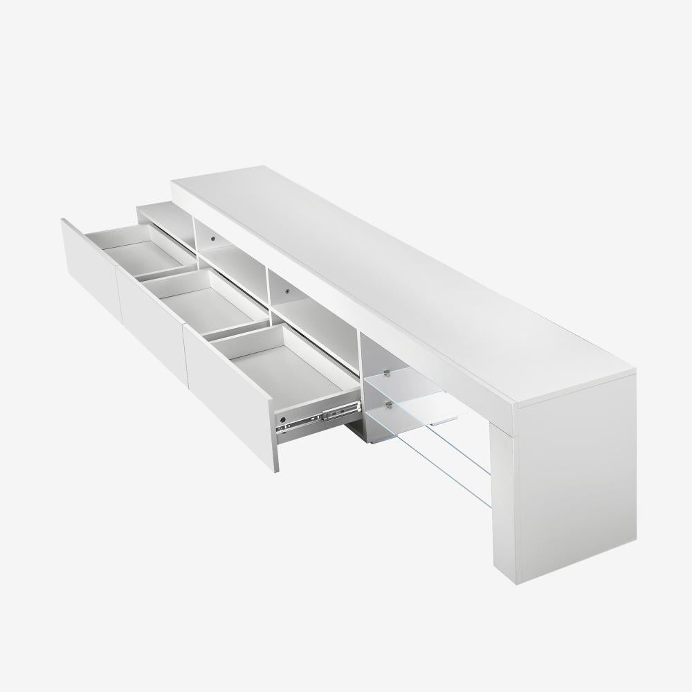 Hierro LED 16 Light TV Cabinet 220cm Entertainment Unit | Hi Gloss TV Unit Stand