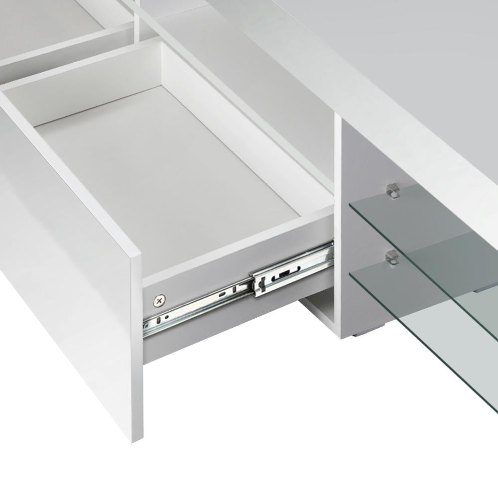 Hierro LED 16 Light TV Cabinet 220cm Entertainment Unit | Hi Gloss TV Unit Stand