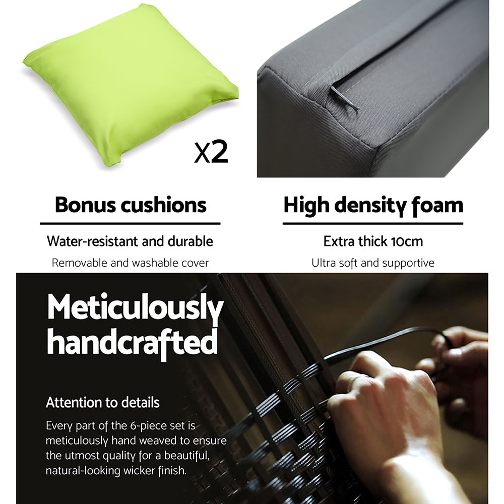 Belgrado Duos 7 Piece Wicker Outdoor Furniture Sofa Set with 2 Seat Cushion Sets | High Quality Rattan 7pc Outdoor Lounge Setting