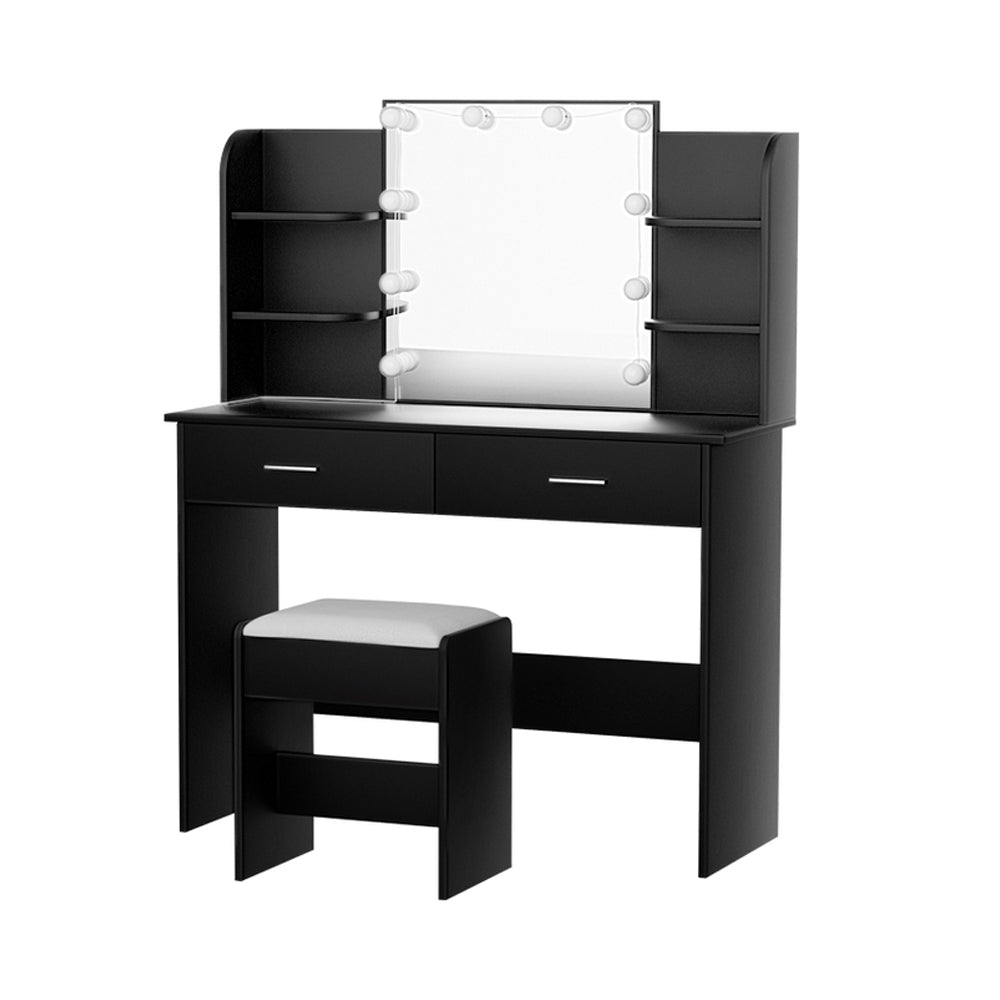 Starque LED Mirror Dressing Table and Makeup Stool Set | 10 Light Hollywood Mirror Makeup and Storage Unit