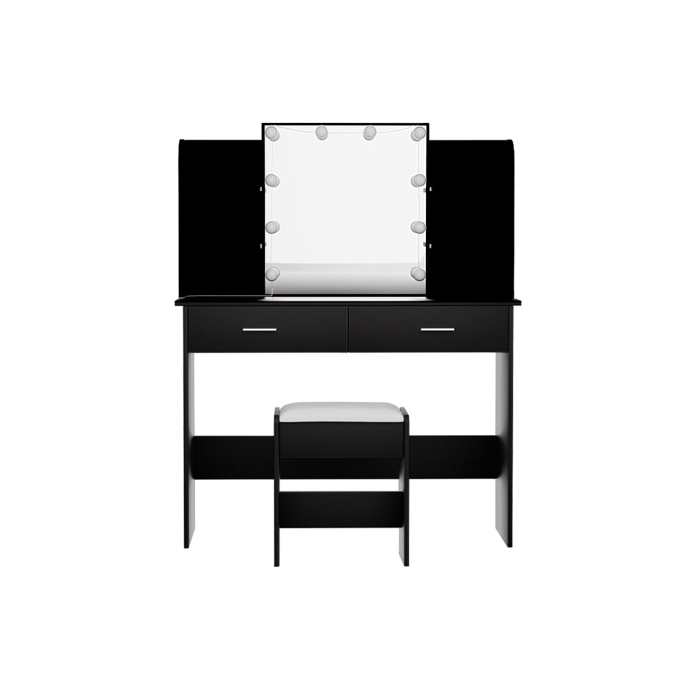 Starque LED Mirror Dressing Table and Makeup Stool Set | 10 Light Hollywood Mirror Makeup and Storage Unit
