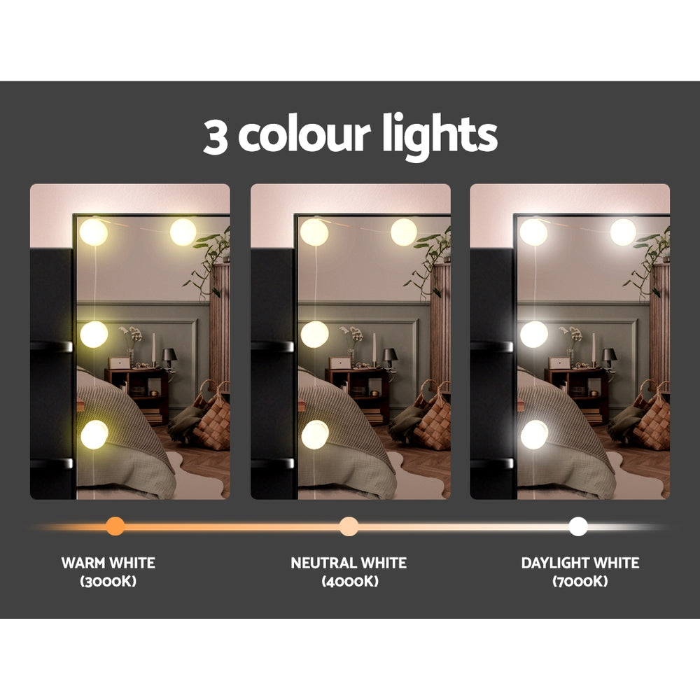 Starque LED Mirror Dressing Table and Makeup Stool Set | 10 Light Hollywood Mirror Makeup and Storage Unit