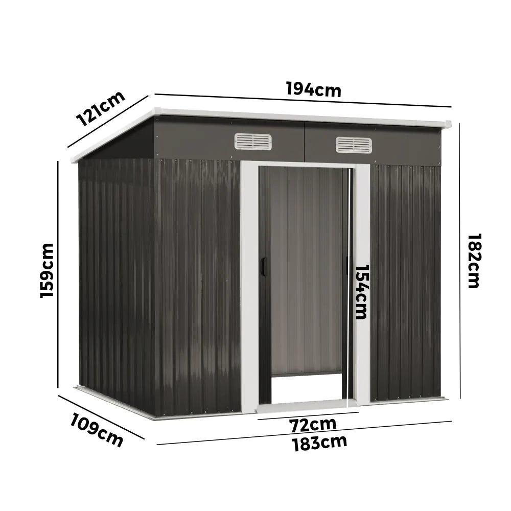 Forte Premium Outdoor Metal Garden Shed with Air Vents | High Quality Storage Garden Shed