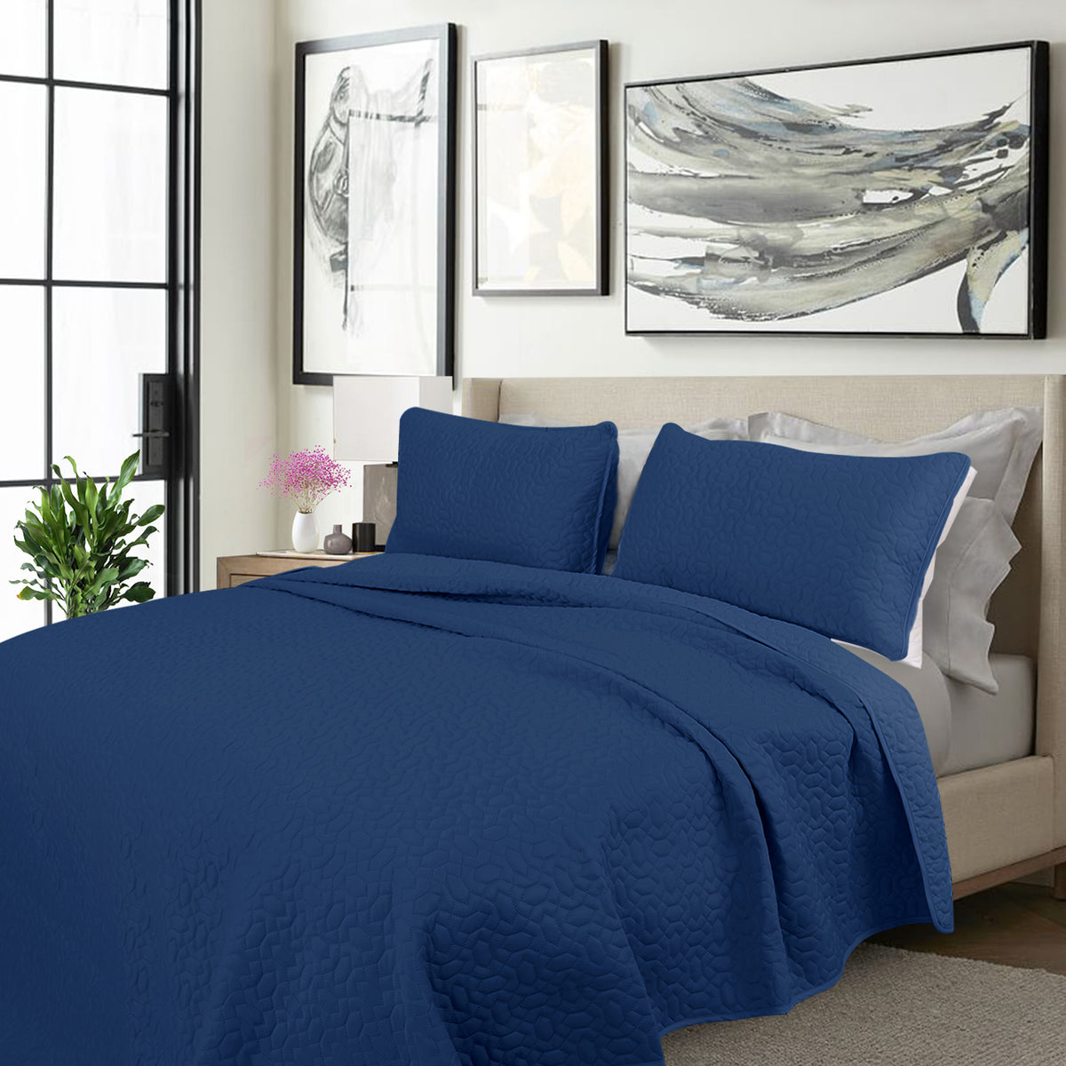 Shangri La 2000TC Nobility Cooling Embroidered 3 Pcs Comforter Set Queen main image 1