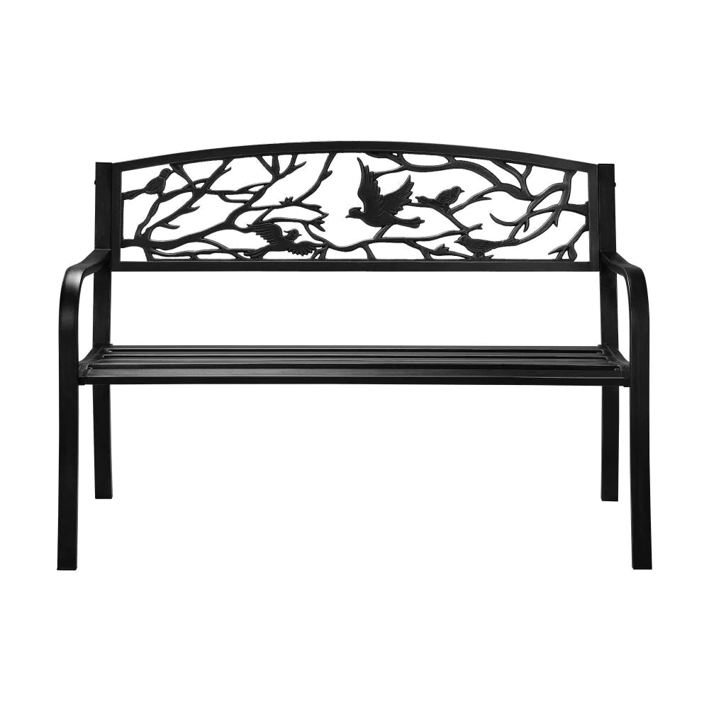 Premium Cast Iron & Steel Ornate Design Garden Bench | Outdoor Backyard Garden Bench