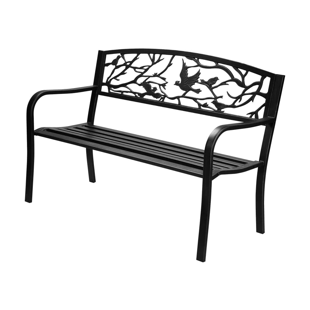 Premium Cast Iron & Steel Ornate Design Garden Bench | Outdoor Backyard Garden Bench