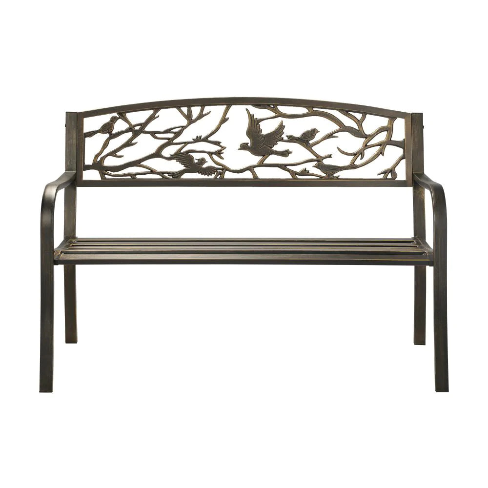Premium Cast Iron & Steel Ornate Design Garden Bench | Outdoor Backyard Garden Bench