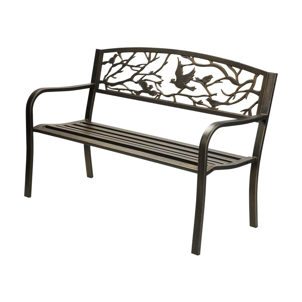 Premium Cast Iron & Steel Ornate Design Garden Bench | Outdoor Backyard Garden Bench