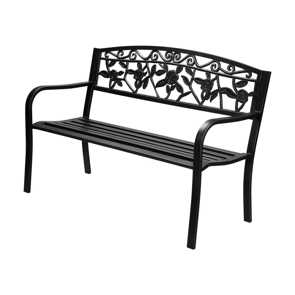 Premium Cast Iron & Steel Ornate Design Garden Bench | Outdoor Backyard Garden Bench
