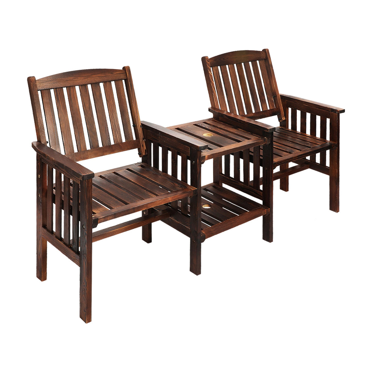 Premium 3pc Wooden Loveseat Chair & Table Set | Outdoor Patio Furniture Set by Livsip