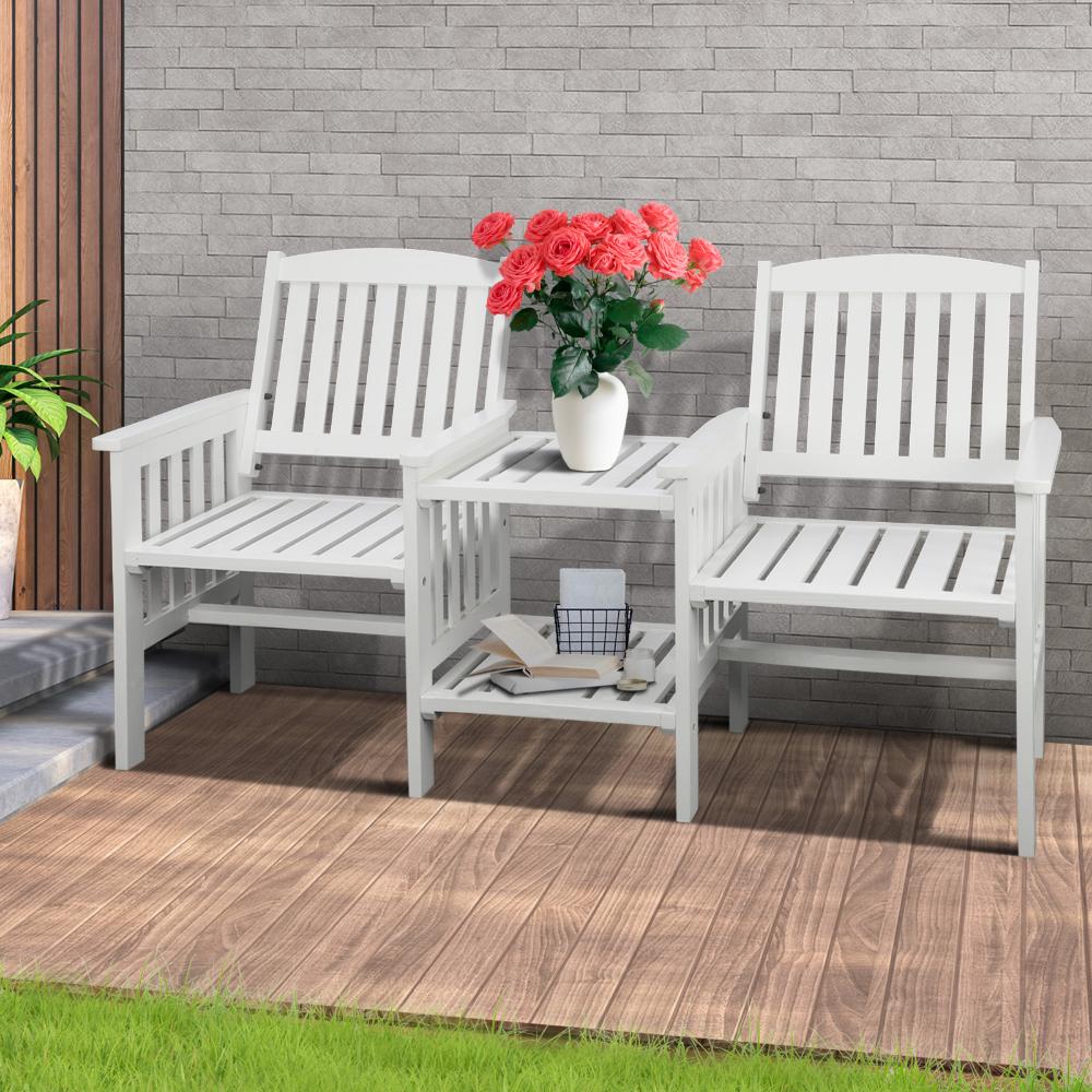 Premium 3pc Wooden Loveseat Chair & Table Set | Outdoor Patio Furniture Set by Livsip