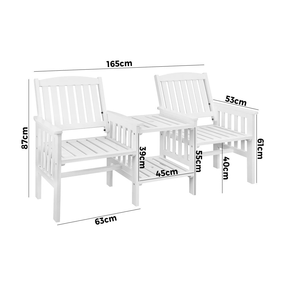 Premium 3pc Wooden Loveseat Chair & Table Set | Outdoor Patio Furniture Set by Livsip