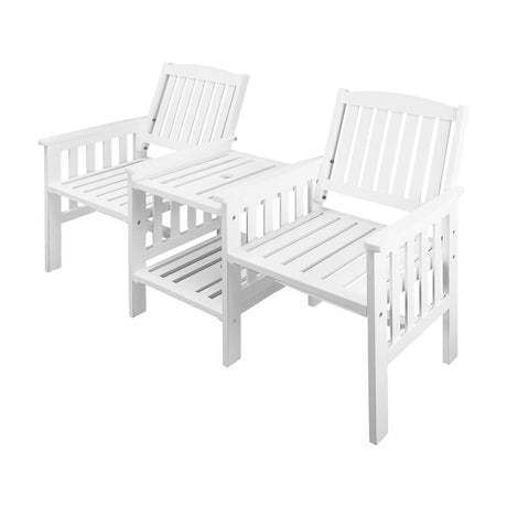 Premium 3pc Wooden Loveseat Chair & Table Set | Outdoor Patio Furniture Set by Livsip