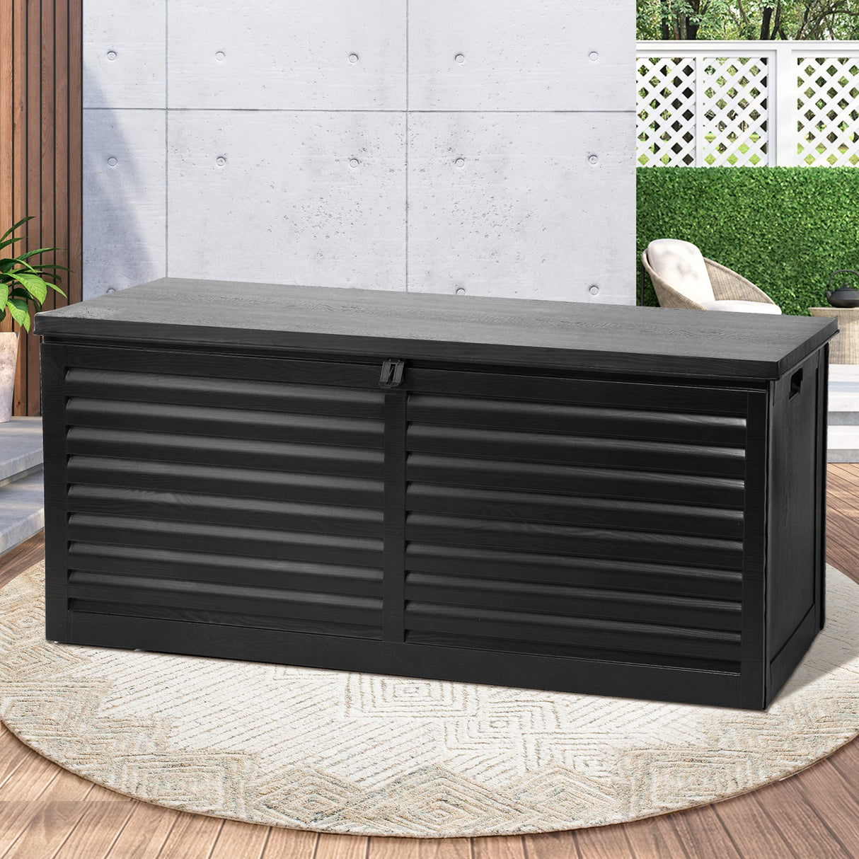 Forte Premium Weatherproof Outdoor Storage Box | Grey or Black Lockable Storage | Garage Storage Box by Livsip
