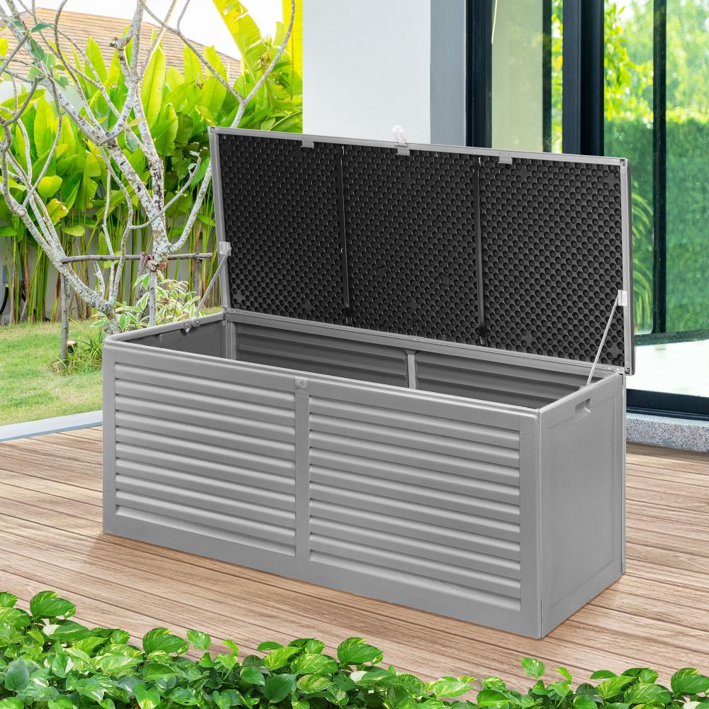Forte Premium Weatherproof Outdoor Storage Box | Grey or Black Lockable Storage | Garage Storage Box by Livsip