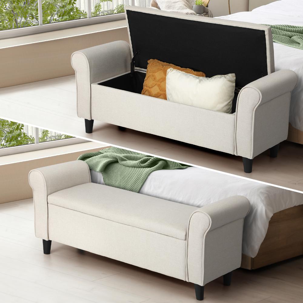 Premium Fabric Two in One Ottoman Storage Bench| Mini Day Bed Blanket Box