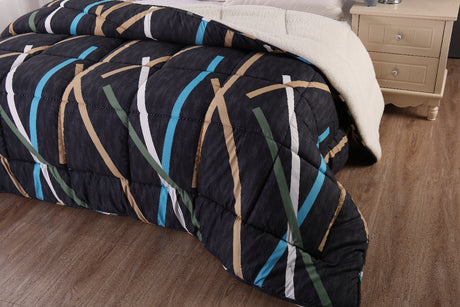 Ramesses Sherpa Fleece Winter Warm Printed Comforter | Soft Reversible 2 Side Bedspread