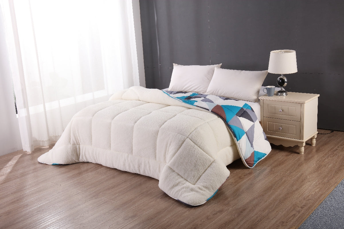 Ramesses Sherpa Fleece Winter Warm Printed Comforter | Soft Reversible 2 Side Bedspread