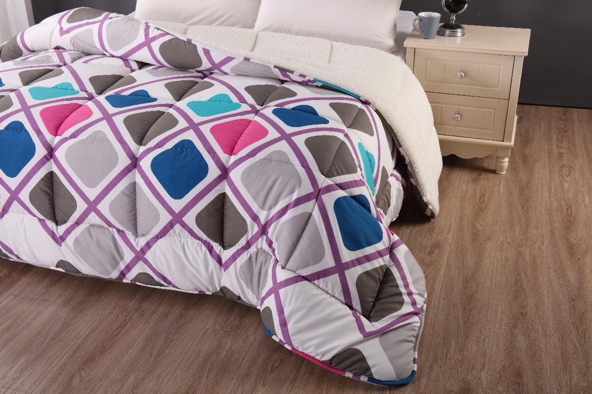 Ramesses Sherpa Fleece Winter Warm Printed Comforter | Soft Reversible 2 Side Bedspread